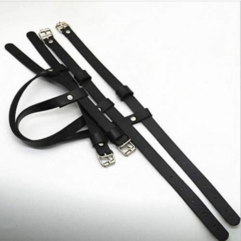 Sexy Black Leather Leg Harness Straps Body Jewelry Rave Party Nightclub BDSM